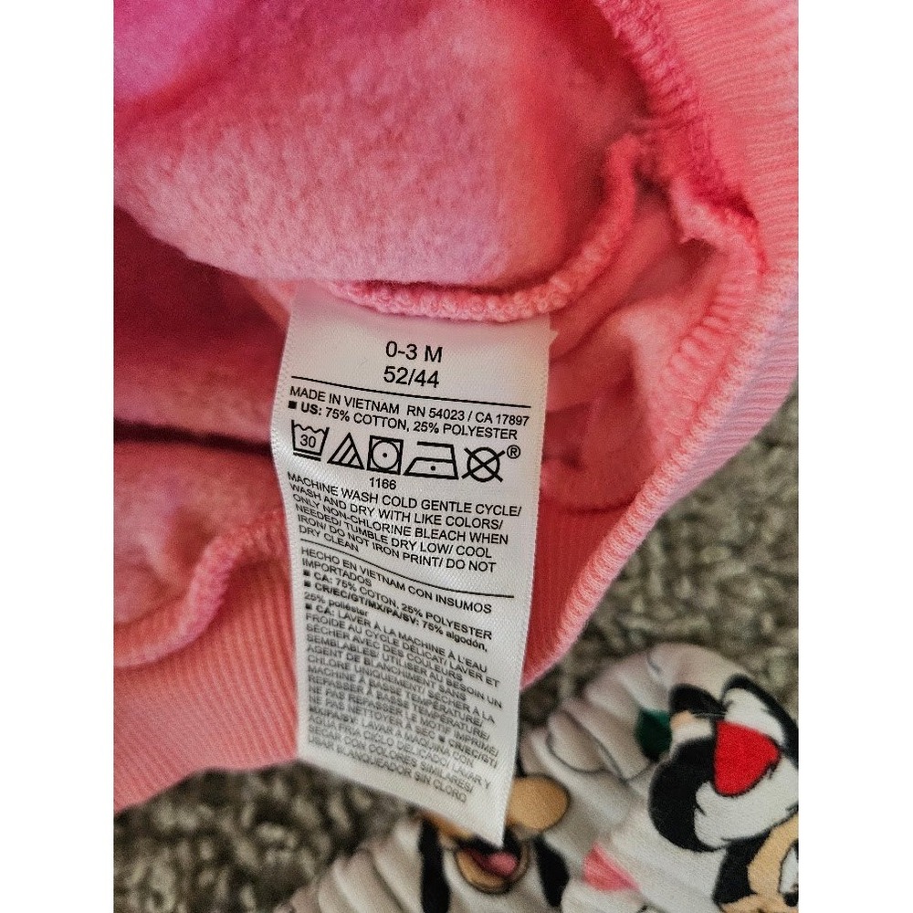 Old Navy Disney Baby Minnie Mouse Christmas Sweatshirt Jogger Set Pink 0-3M - Picture 3 of 4